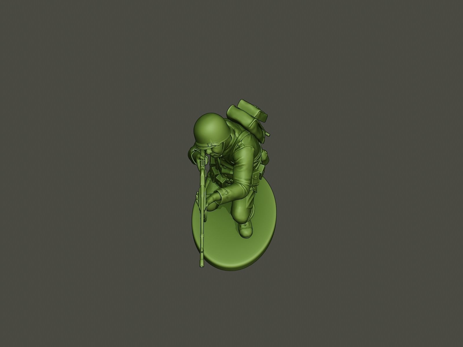 American soldier ww2 Shoot crouched A3 3D print model_13