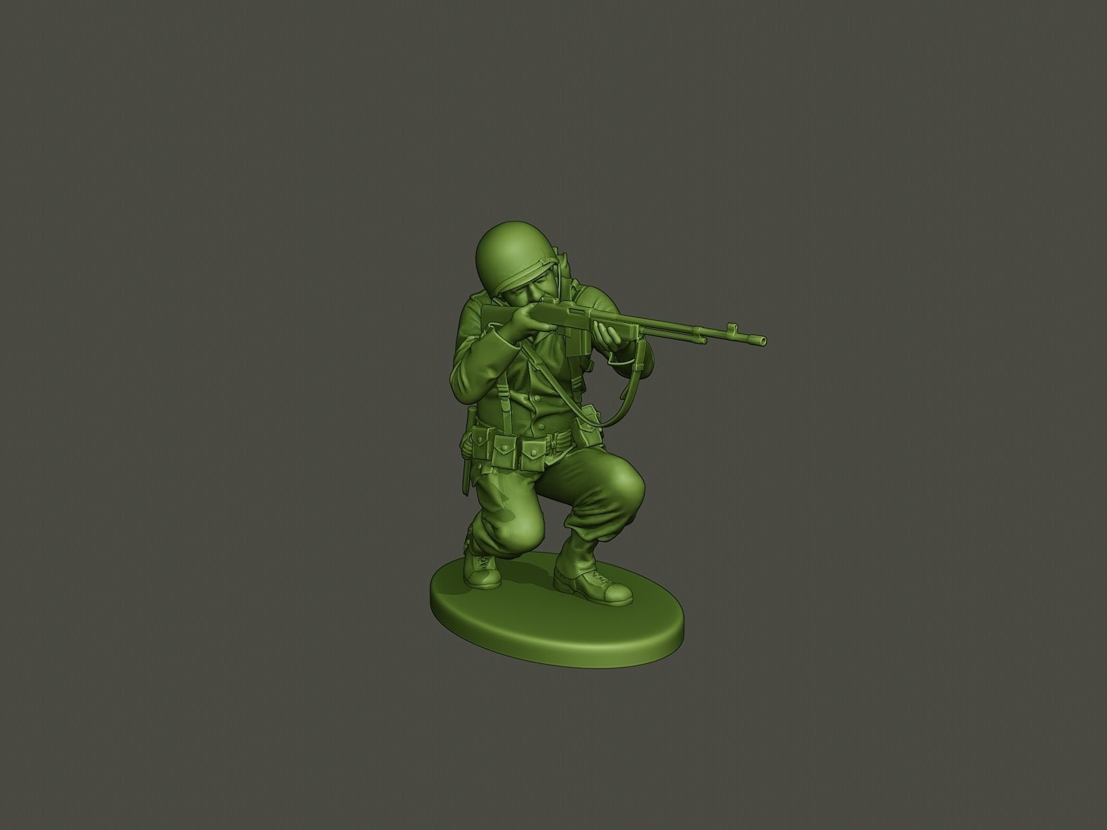 American soldier ww2 Shoot crouched A3 3D print model_8