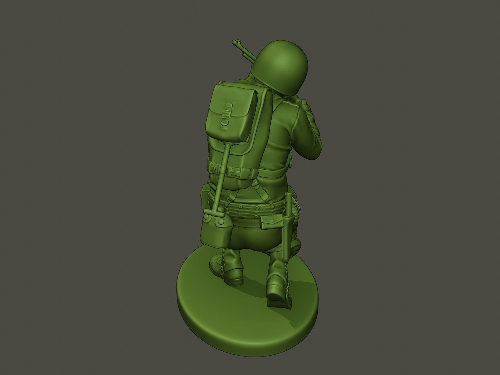 American soldier ww2 Shoot crouched A3 3D print model_20