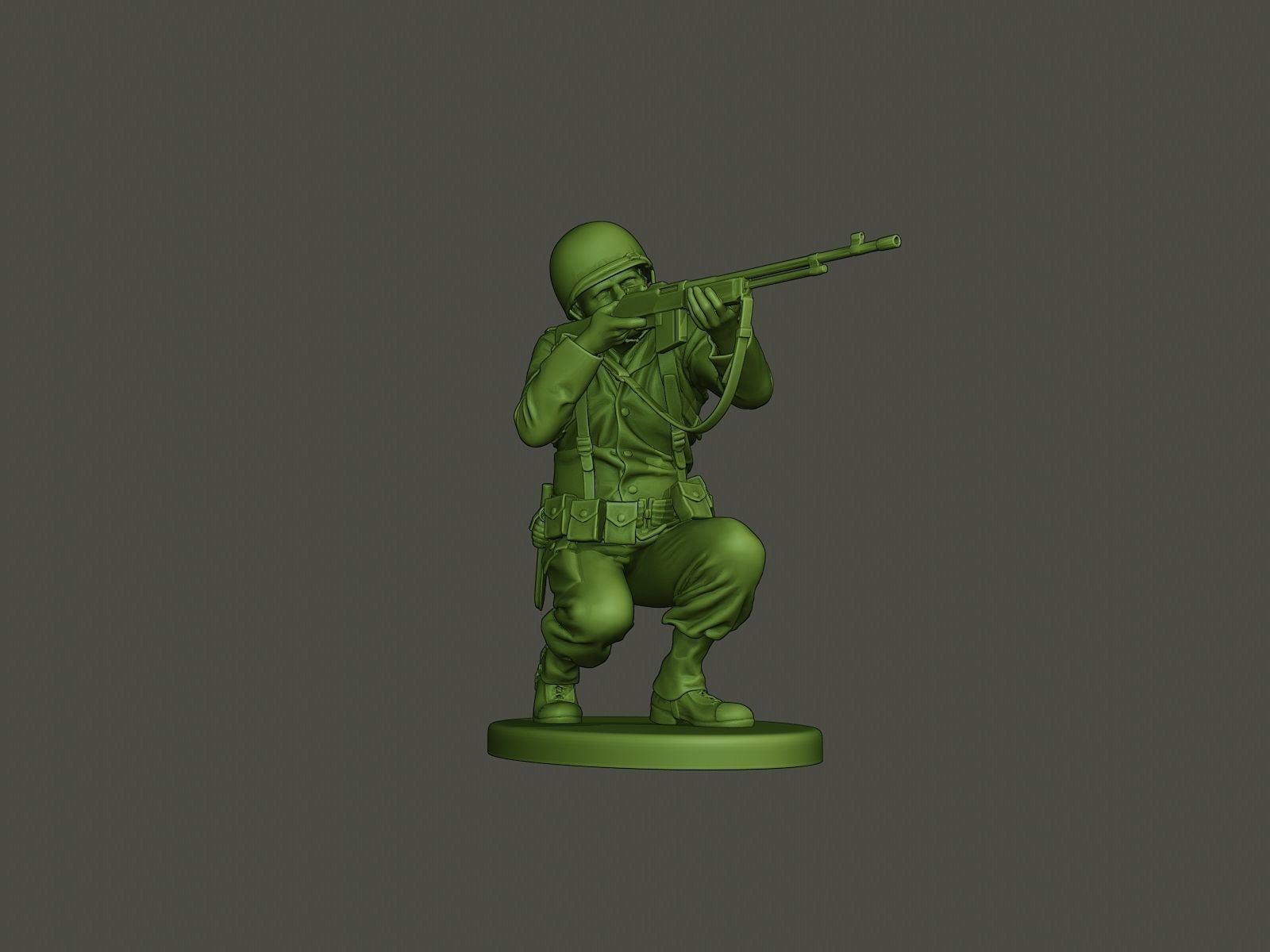 American soldier ww2 Shoot crouched A3 3D print model_12