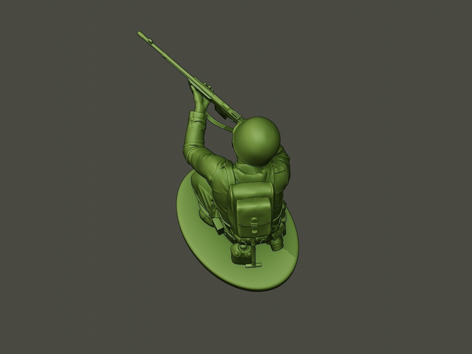 American soldier ww2 Shoot crouched A3 3D print model_15