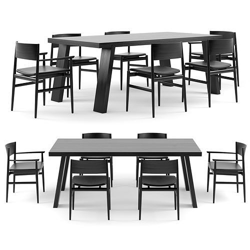PORRO Minimo Light Table and Neve Chairs 3D model