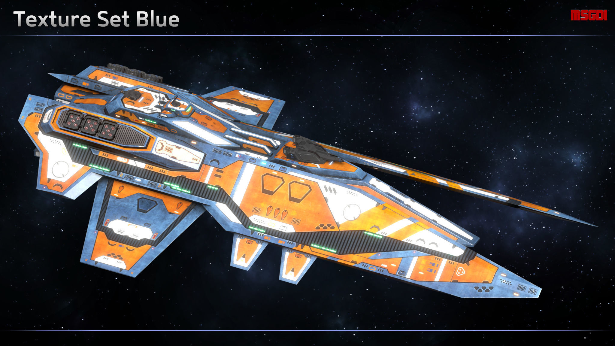 Spaceship Destroyer Explorer Low-poly 3D model_7