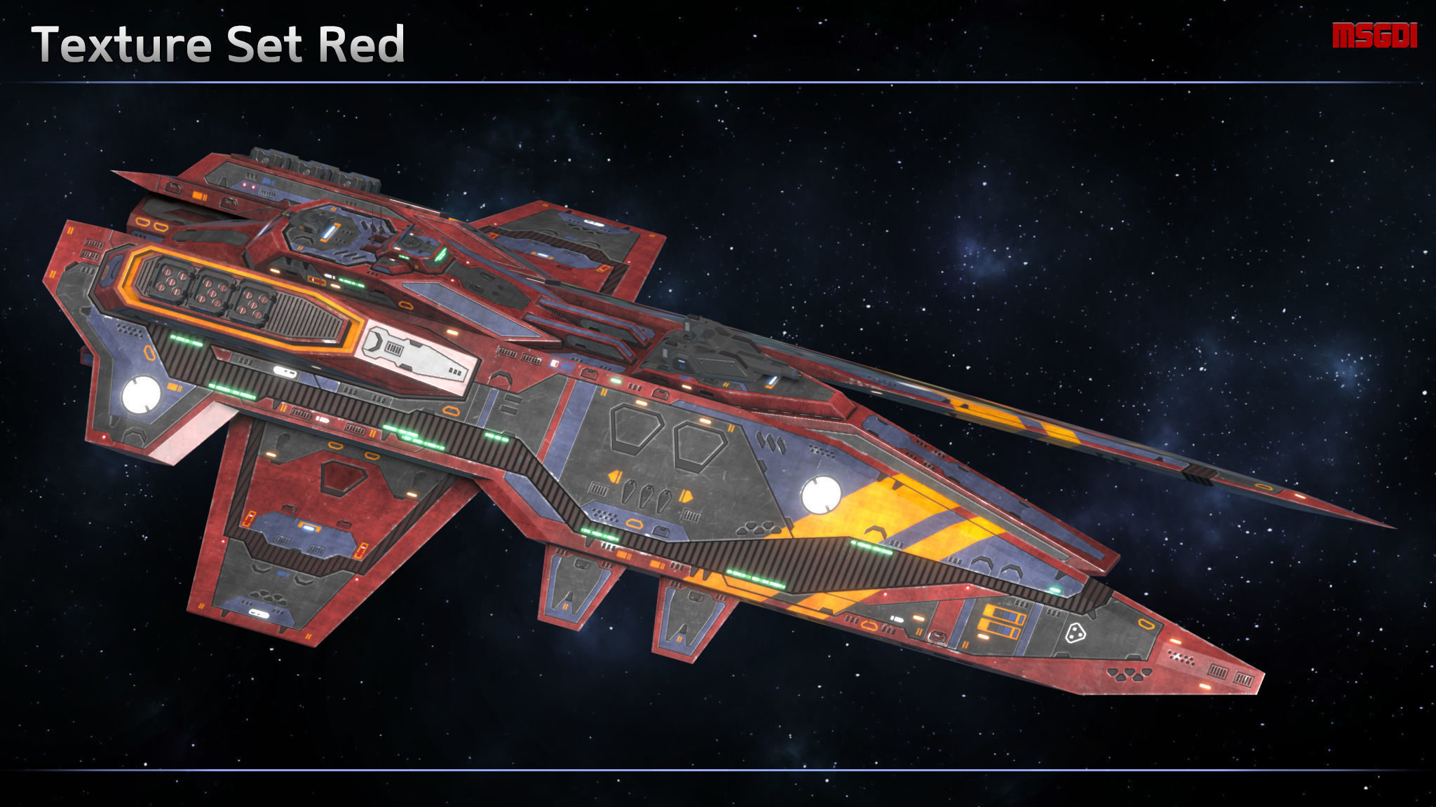 Spaceship Destroyer Explorer Low-poly 3D model_9