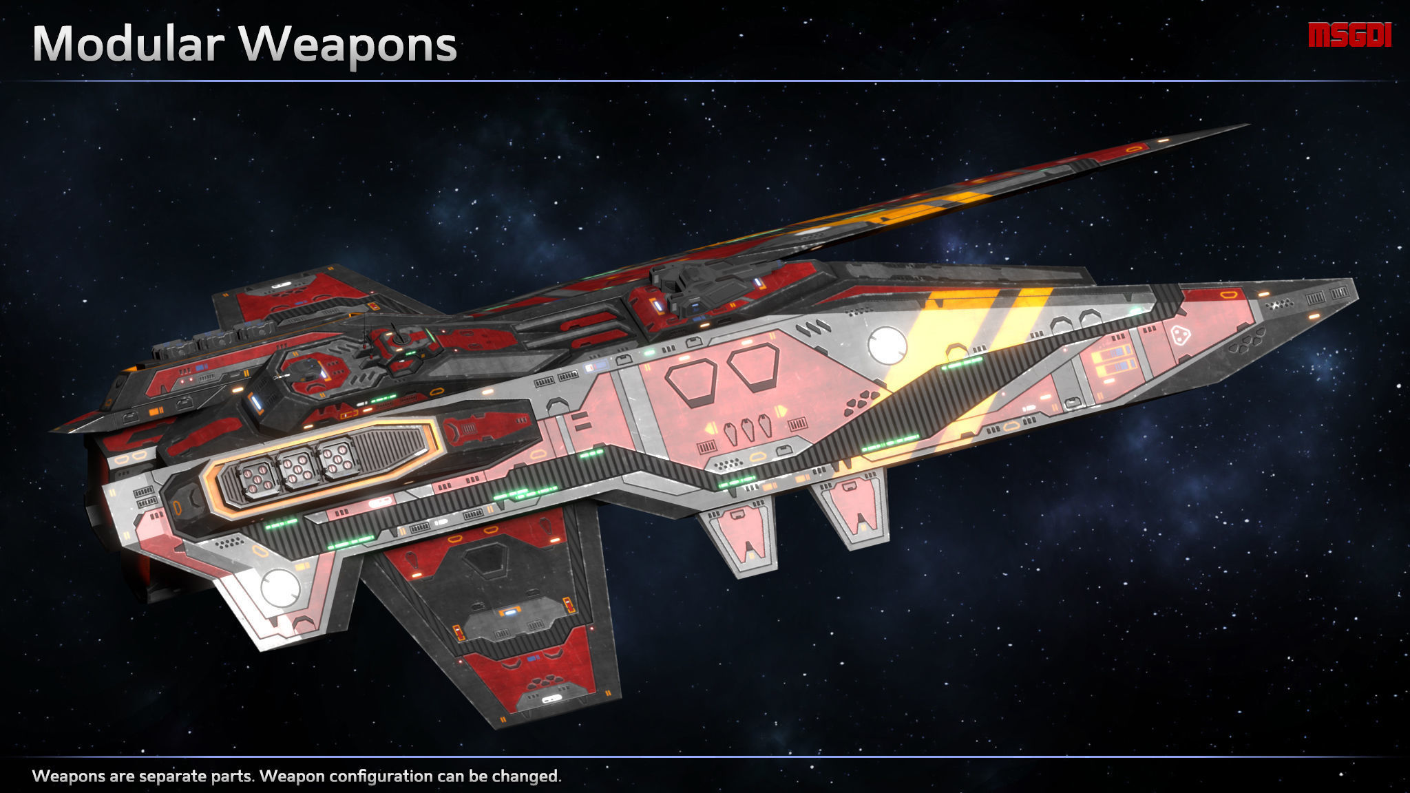 Spaceship Destroyer Explorer Low-poly 3D model_4