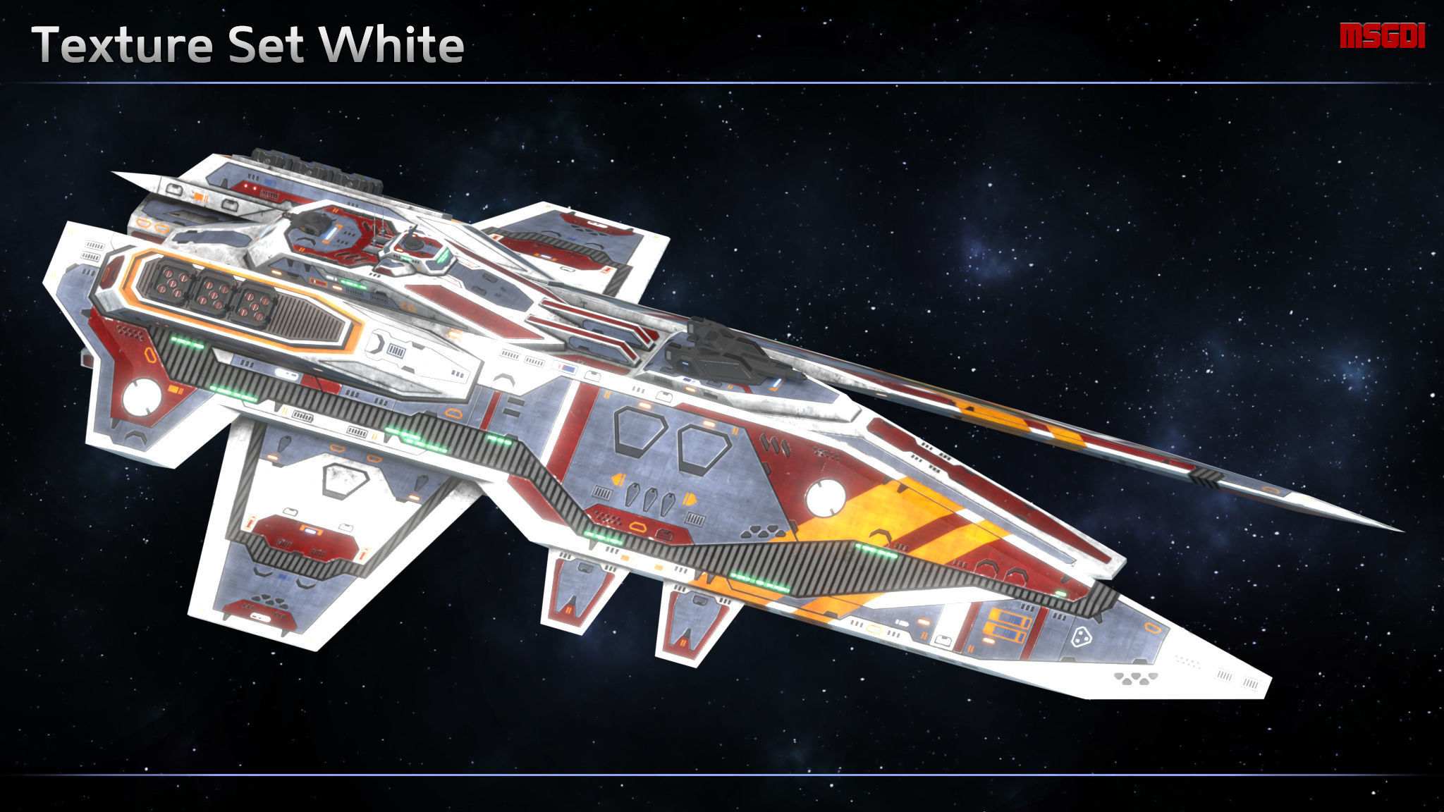 Spaceship Destroyer Explorer Low-poly 3D model_10