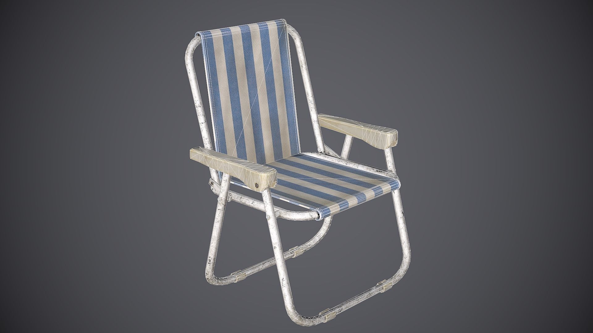 Chair Folding Low-poly 3D model_1