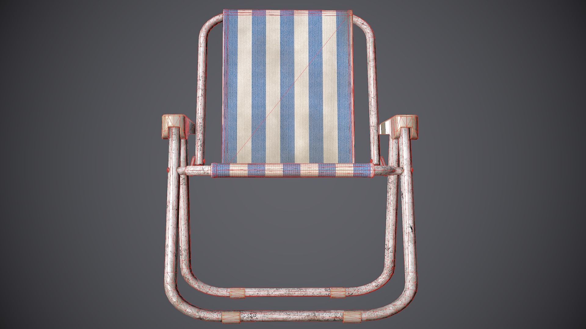 Chair Folding Low-poly 3D model_4