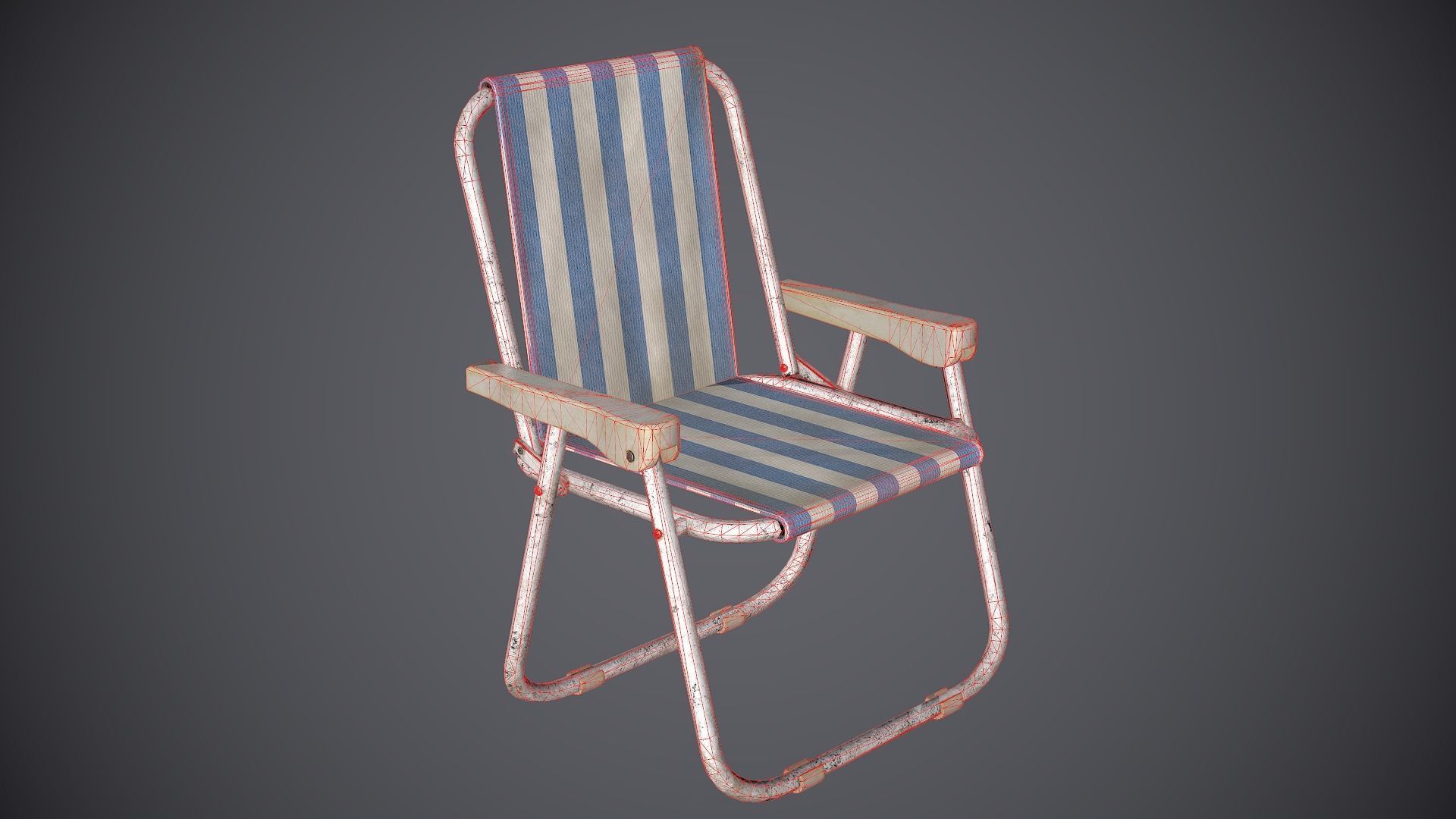Chair Folding Low-poly 3D model_2