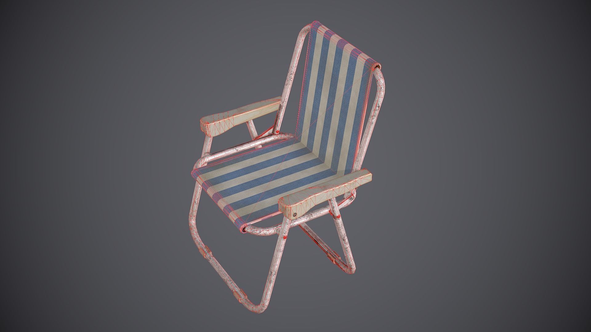 Chair Folding Low-poly 3D model_12