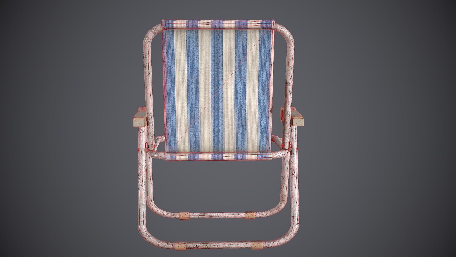 Chair Folding Low-poly 3D model_10