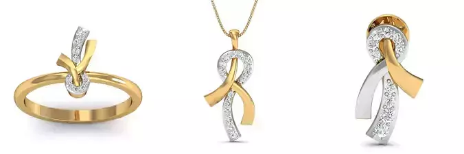 Knot Fashion Earring - Pendant - Ring Set