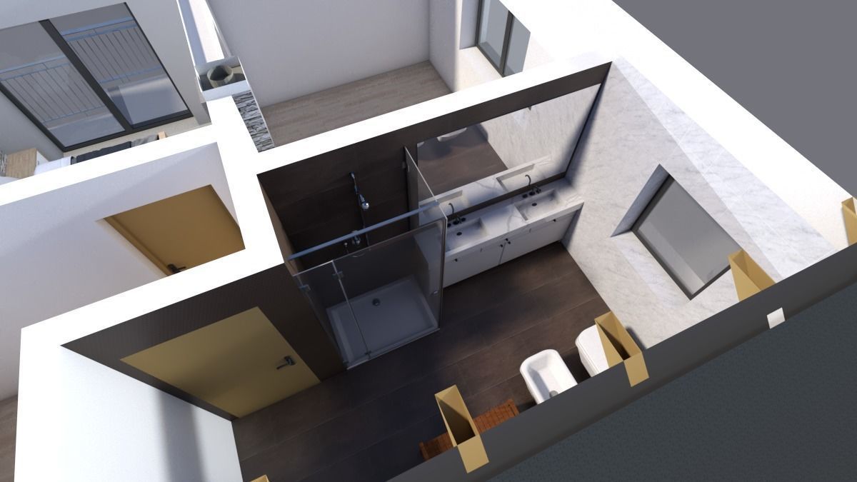 modern house with garage and terrace 3d model Low-poly 3D model_21