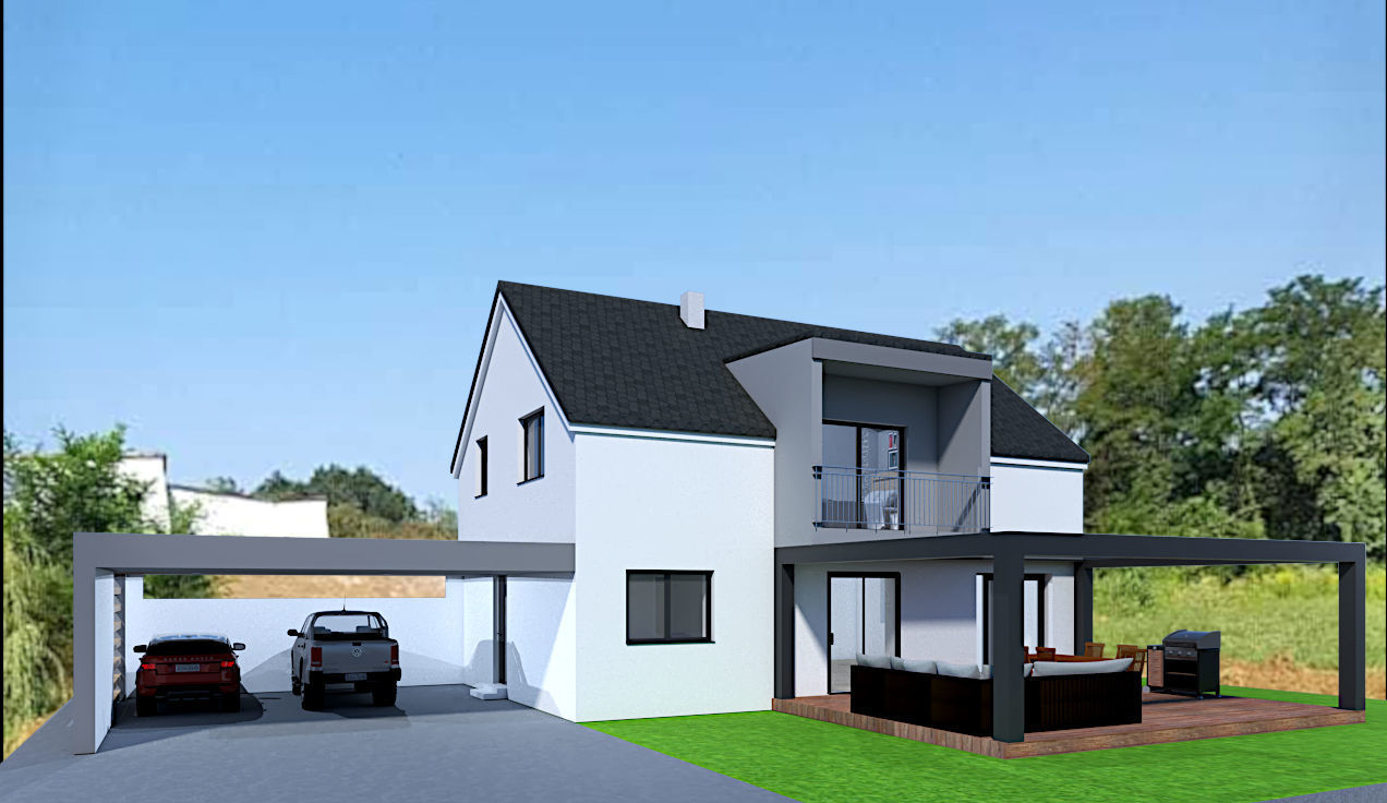 modern house with garage and terrace 3d model Low-poly 3D model_19