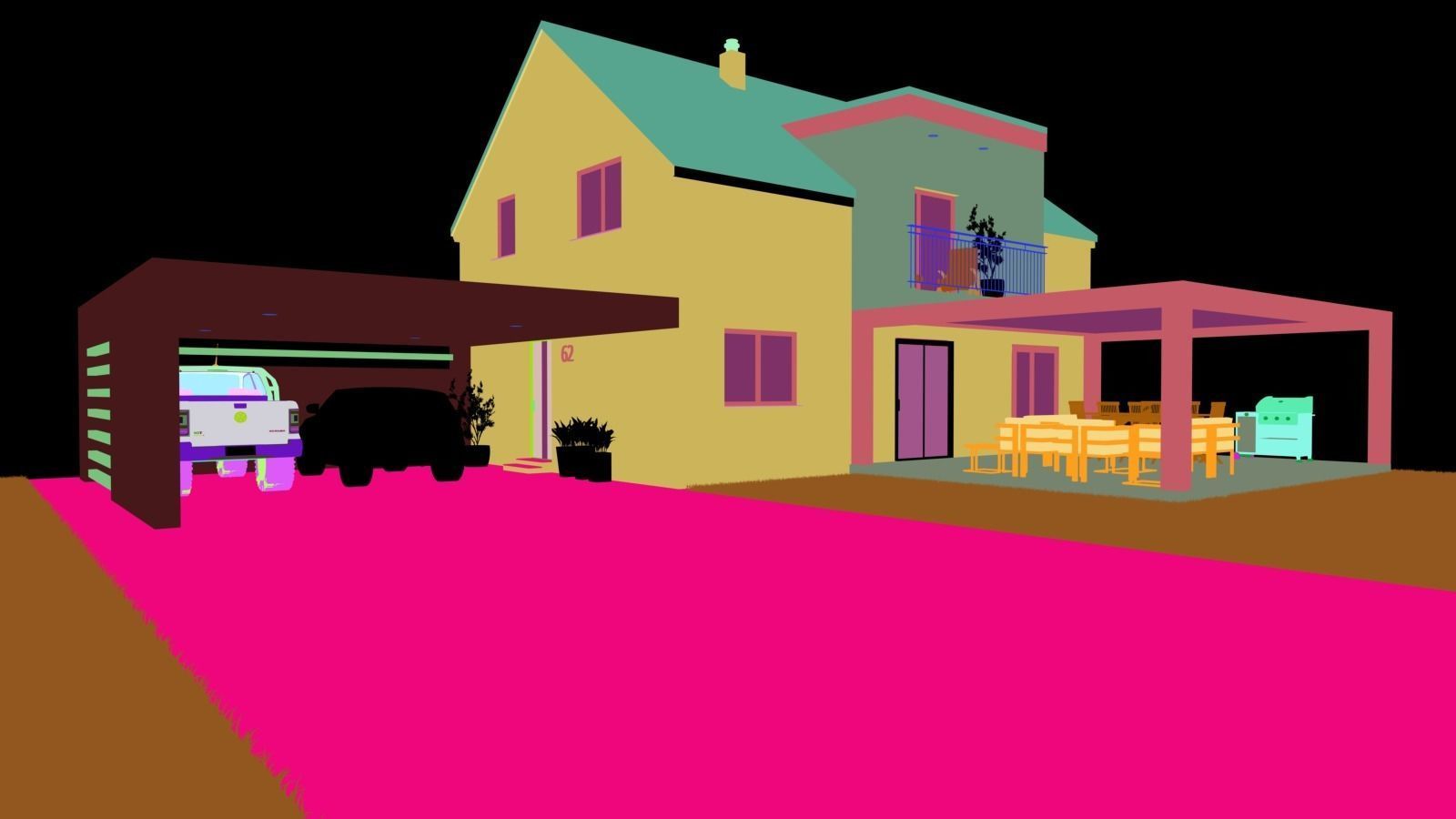 modern house with garage and terrace 3d model Low-poly 3D model_12