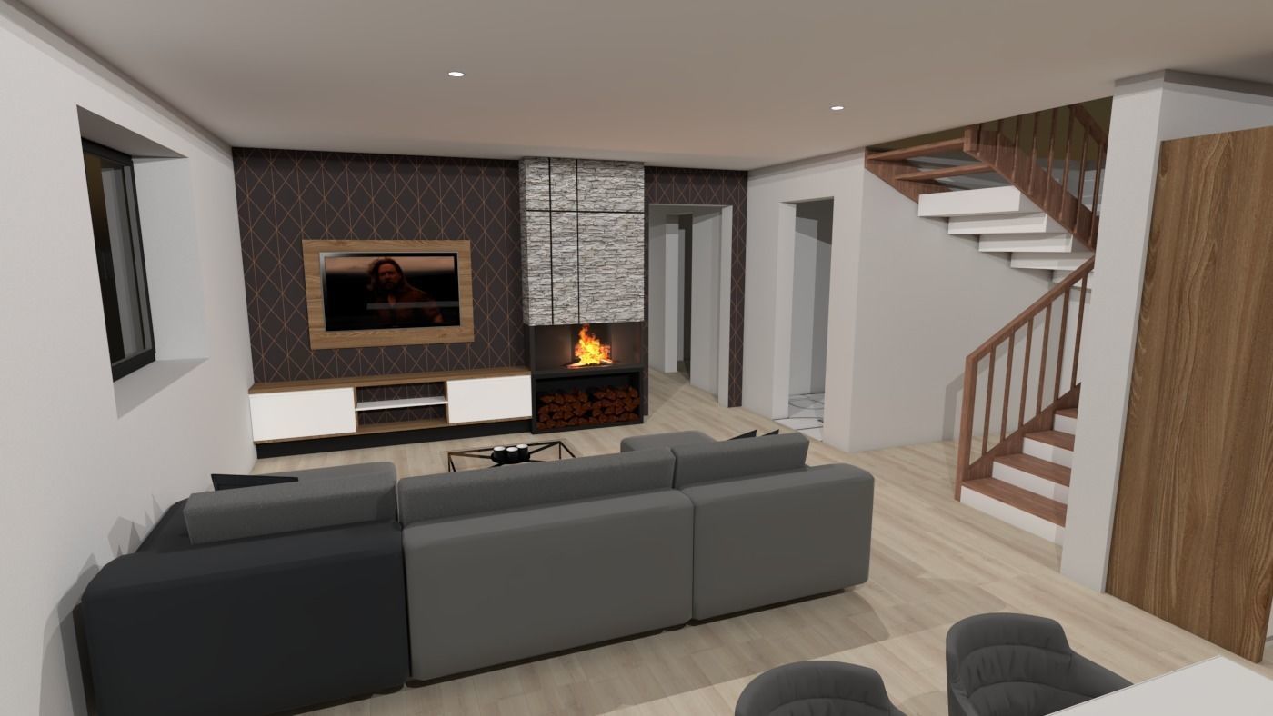 modern house with garage and terrace 3d model Low-poly 3D model_7