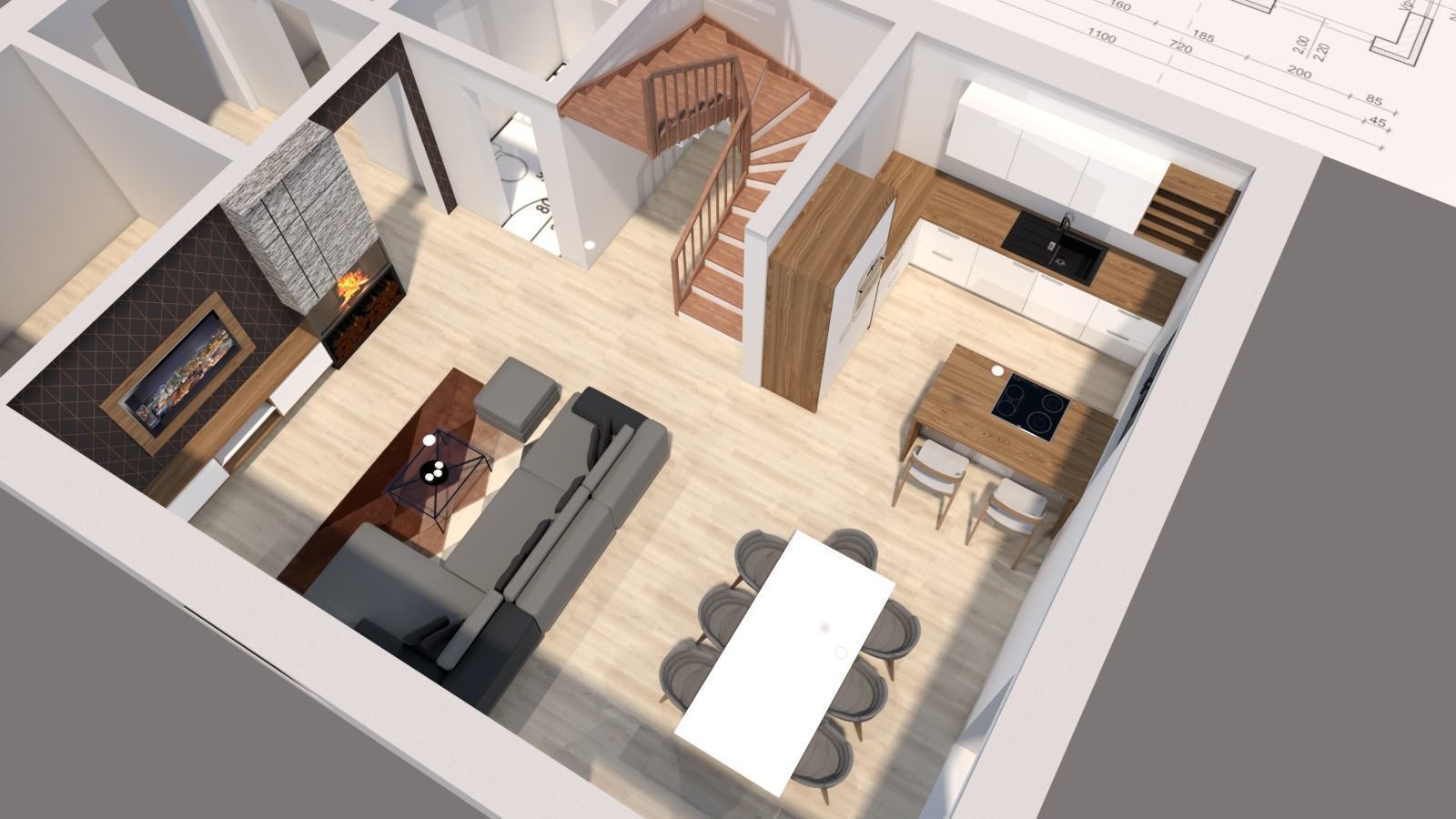 modern house with garage and terrace 3d model Low-poly 3D model_9