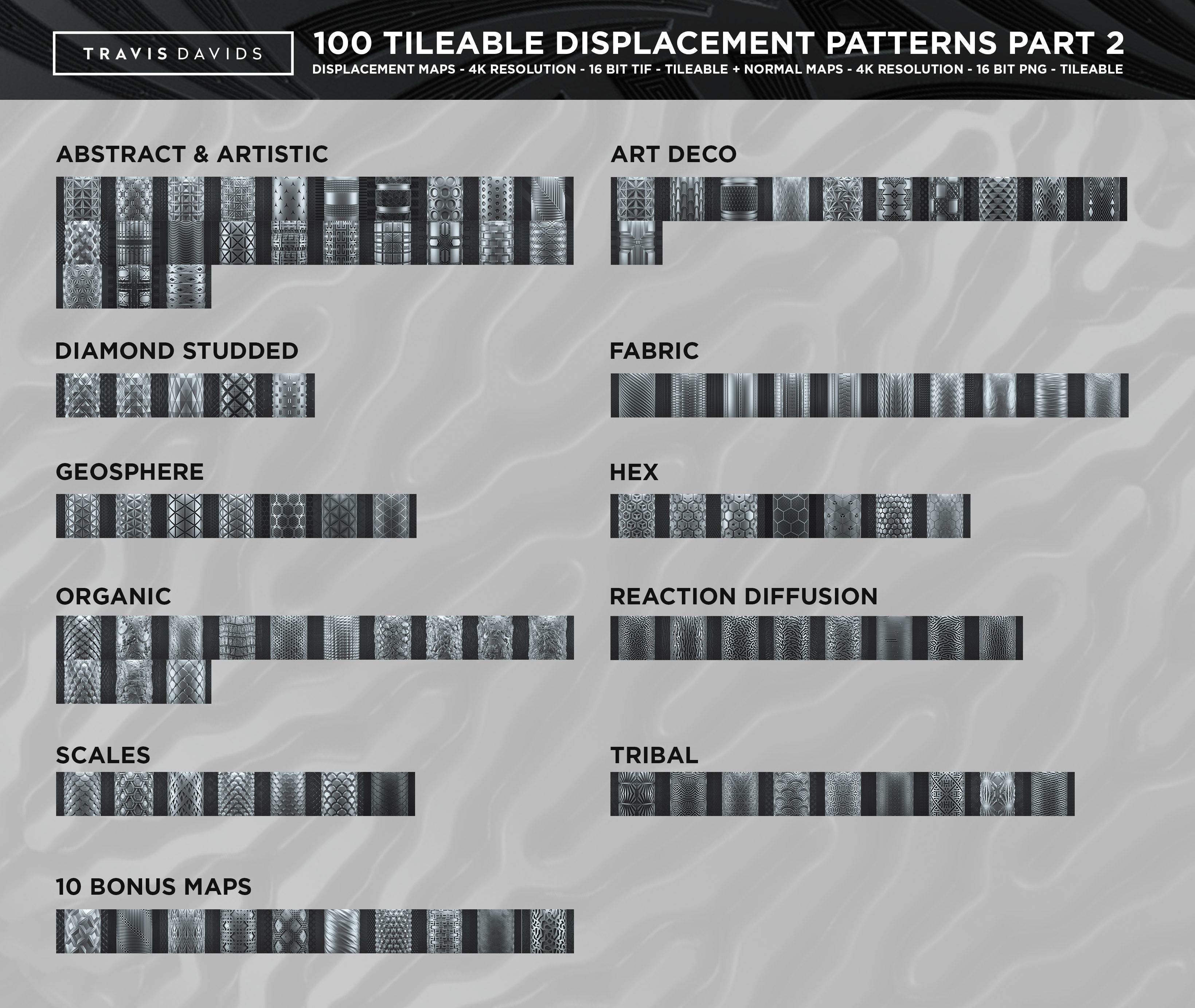 100 Tileable Displacement And Alpha Patterns Part 2 Texture_4