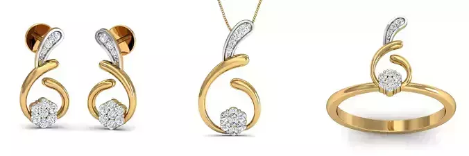 Fashion Style Earring - Pendant - Ring Set 3D print model