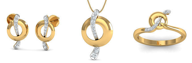 Fashion Style Earring - Pendant - Ring Set  3D print model