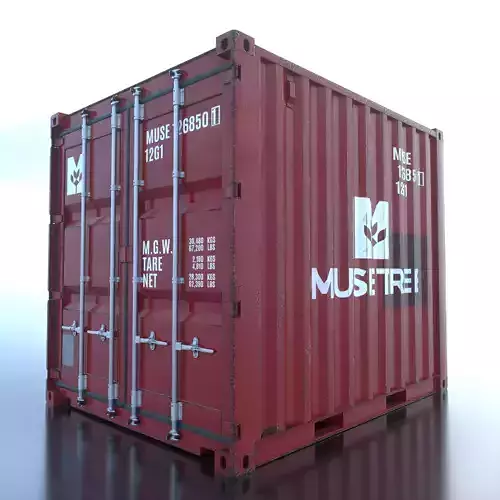 Shipping Container 10ft Rigged Low-poly 3D model