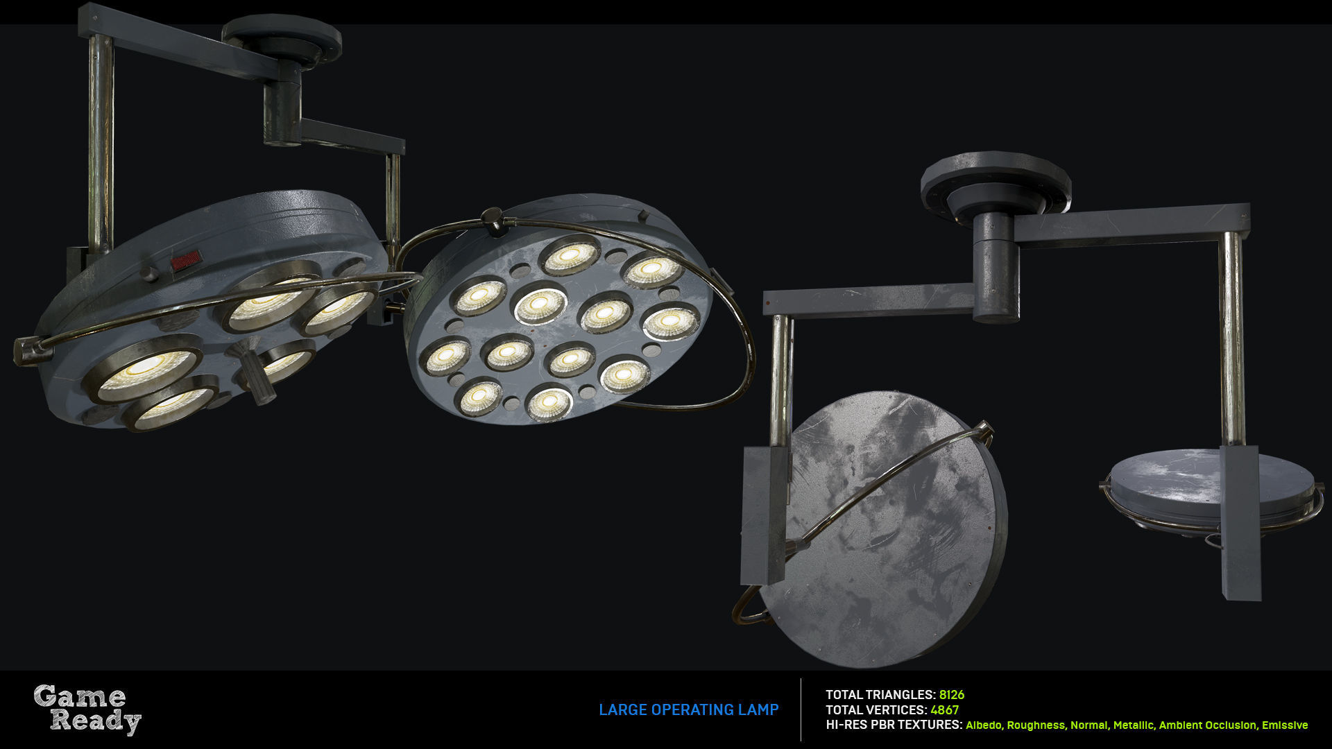 Large Operating Lamp Low-poly 3D model_1