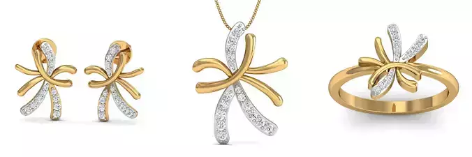 Wave Fashion Earring - Pendant - Ring Set