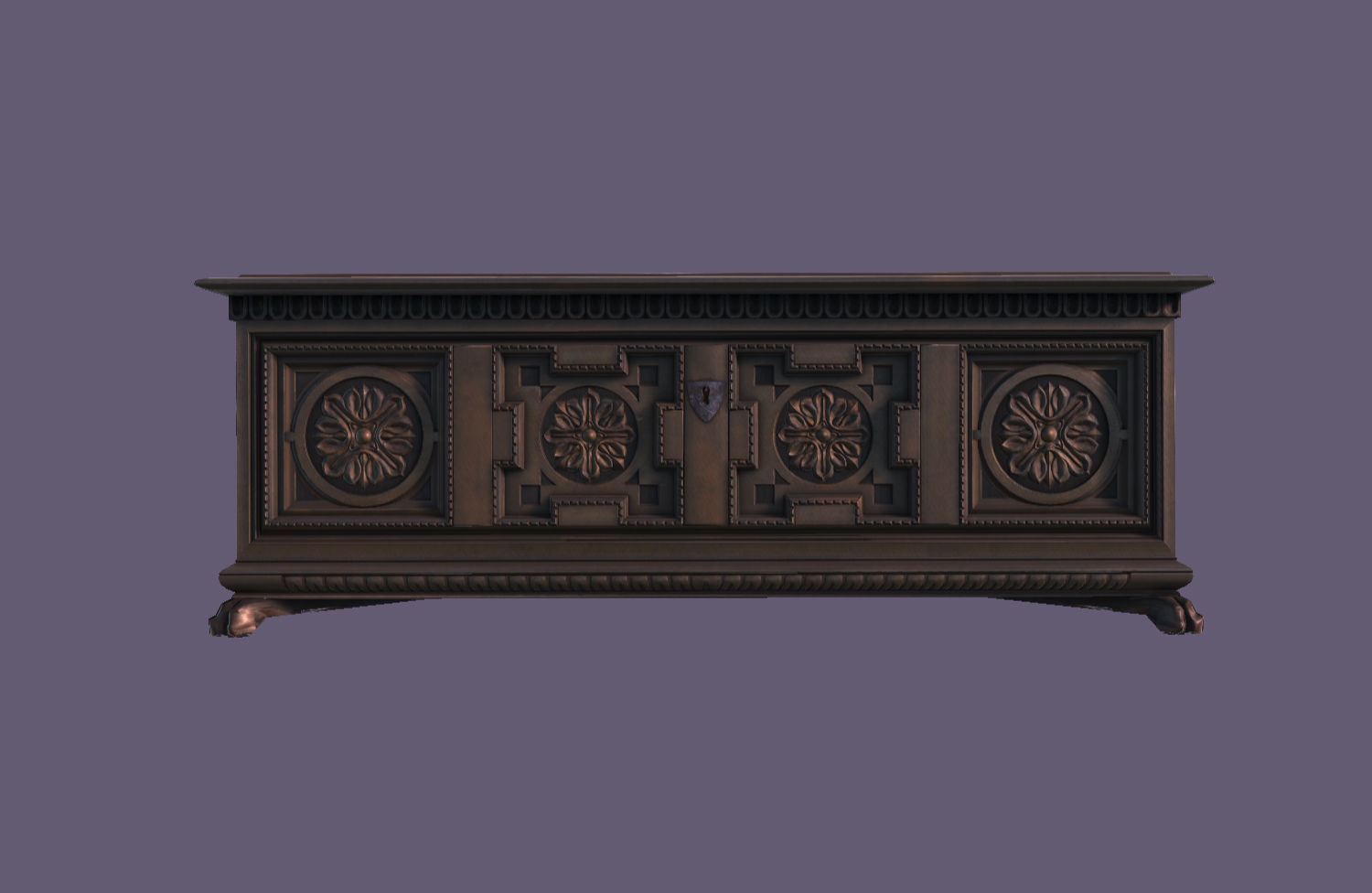 Old Medieval Gothic Chest Low-poly 3D model_1