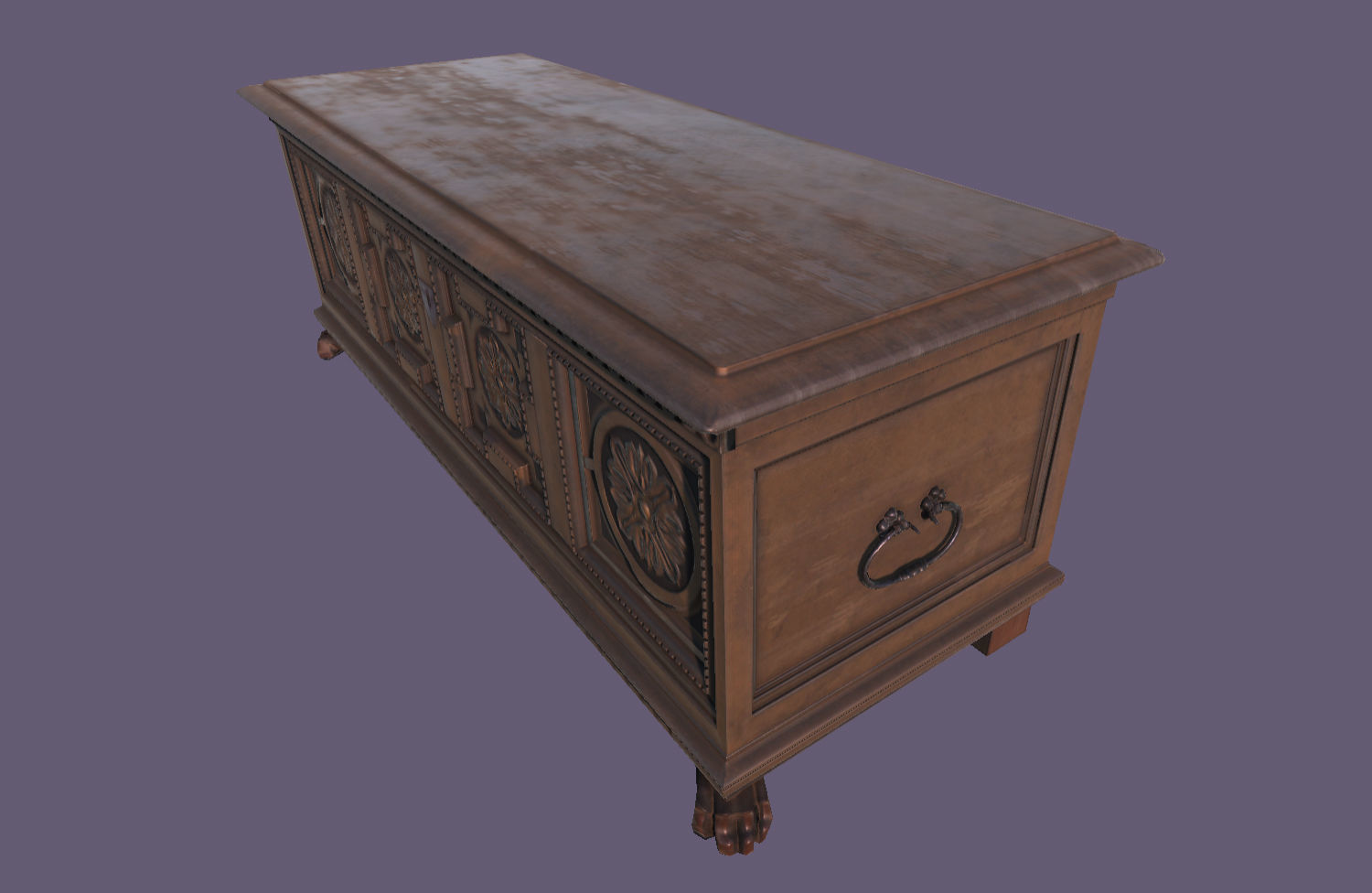 Old Medieval Gothic Chest Low-poly 3D model_3
