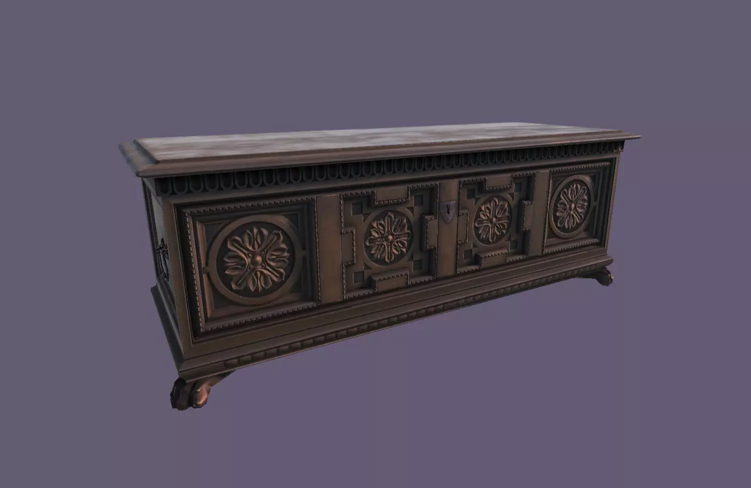 Old Medieval Gothic Chest Low-poly 3D model_0