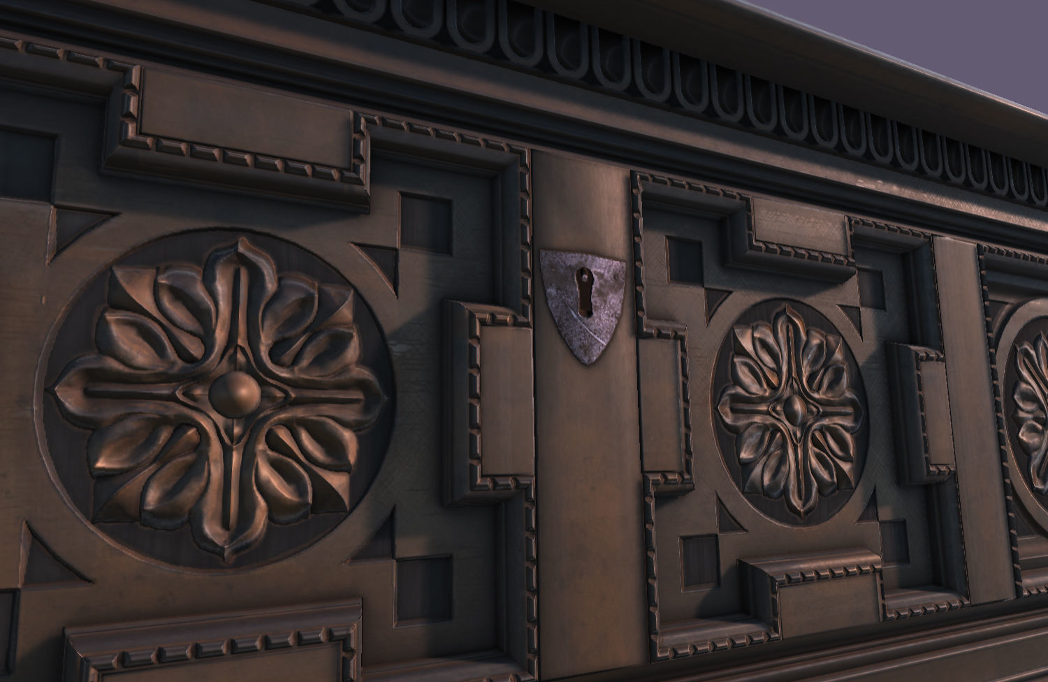 Old Medieval Gothic Chest Low-poly 3D model_7