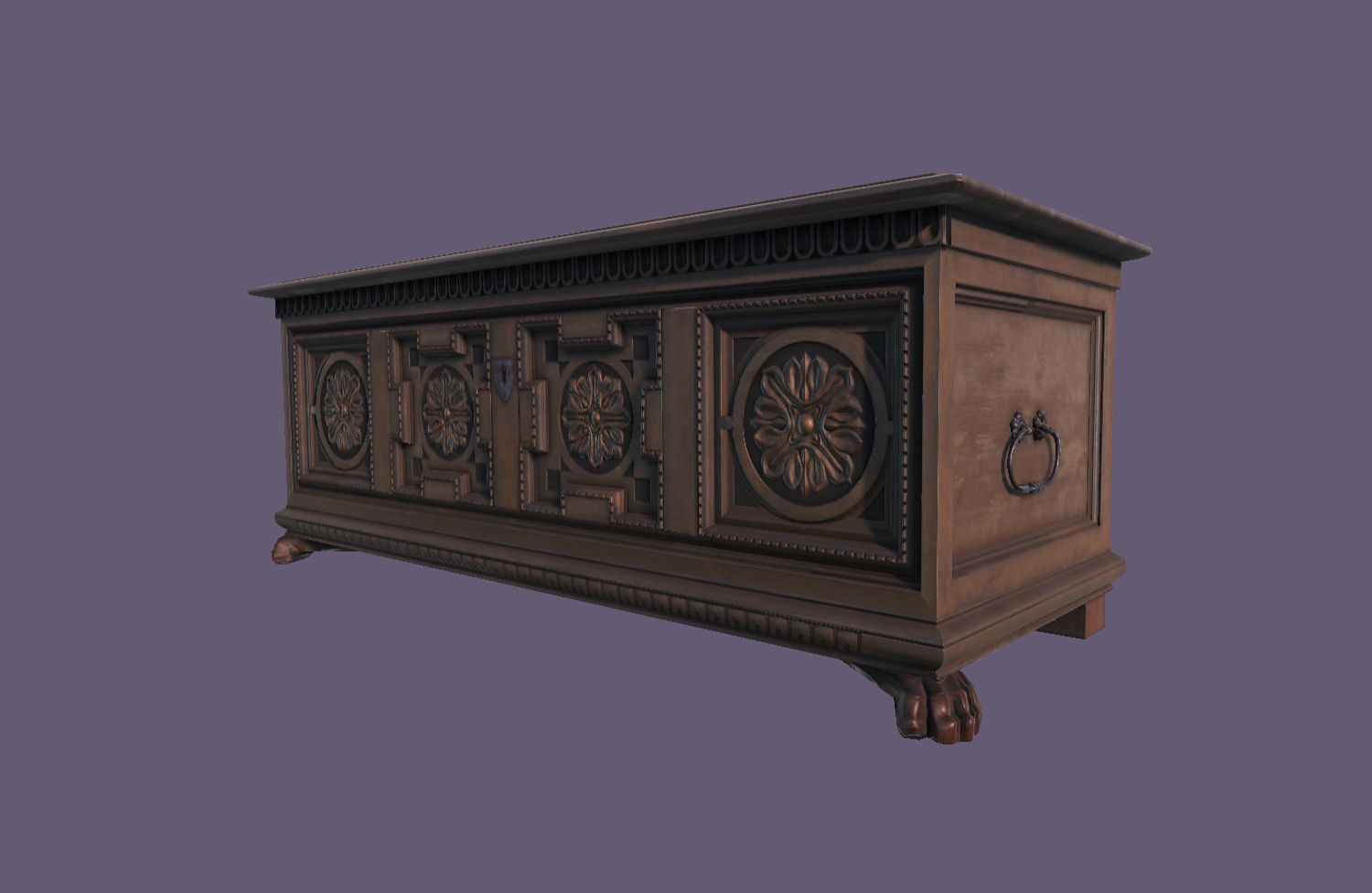 Old Medieval Gothic Chest Low-poly 3D model_2