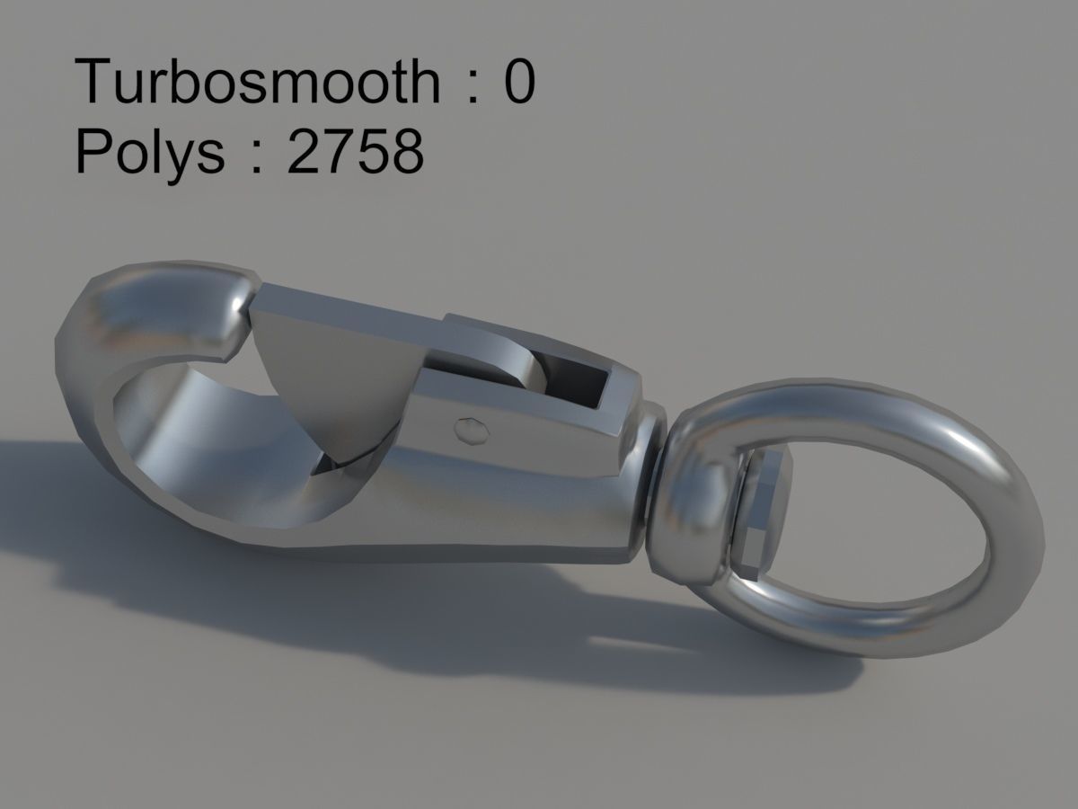Carabiner with a safety closure Low-poly 3D model_6