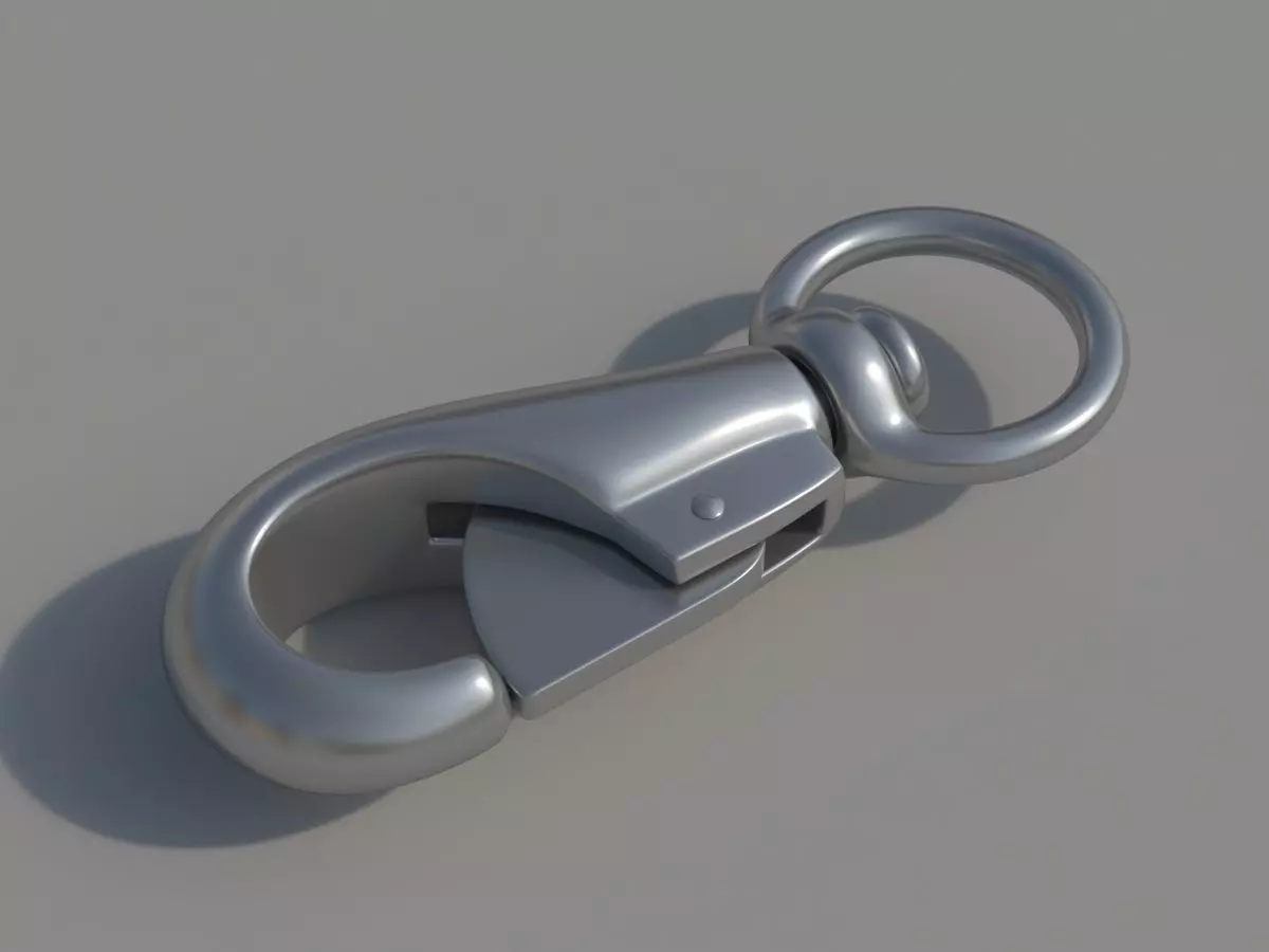 Carabiner with a safety closure Low-poly 3D model_0