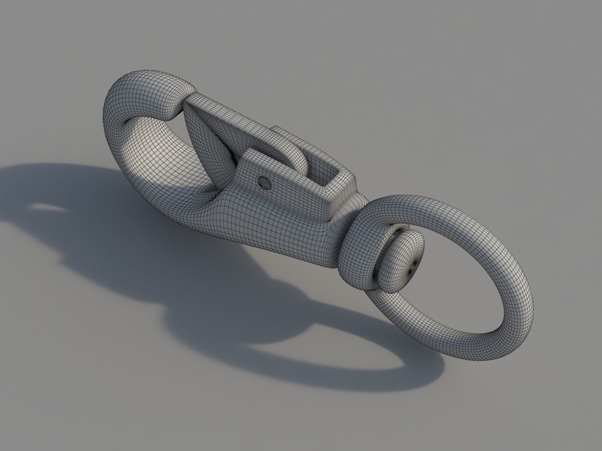 Carabiner with a safety closure Low-poly 3D model_5
