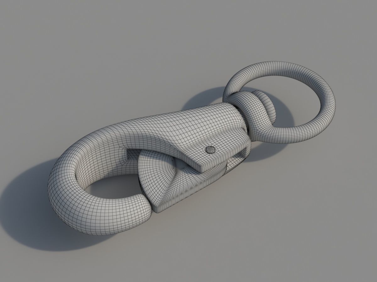 Carabiner with a safety closure Low-poly 3D model_1