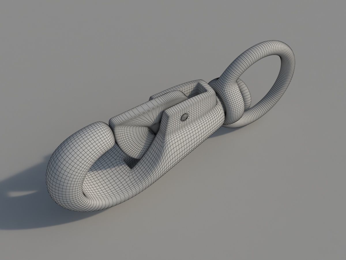 Carabiner with a safety closure Low-poly 3D model_3