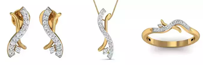 Curvy Fashion Earring - Pendant - Ring Set 