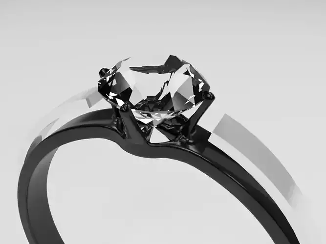 Ring in blackened silver with withe diamonds 3D model