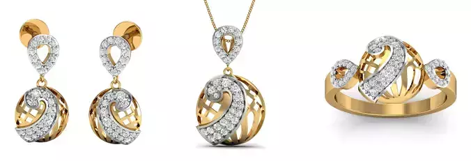 Cutout Fashion Earring - Pendant - Ring Set 