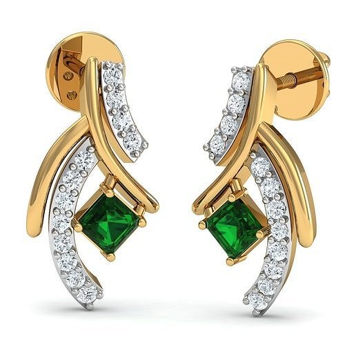 Emerald Branch Fashion Earring 3D print model