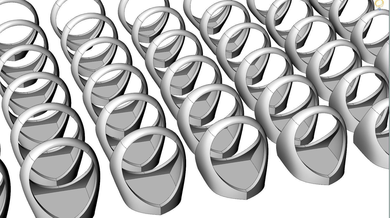 Signet rings set HERALDIC SHIELD top 3D print model_12