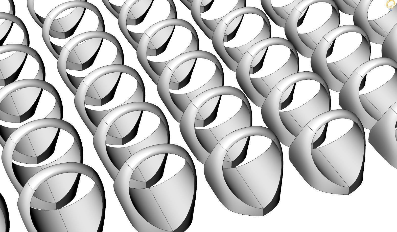 Signet rings set HERALDIC SHIELD top 3D print model_13