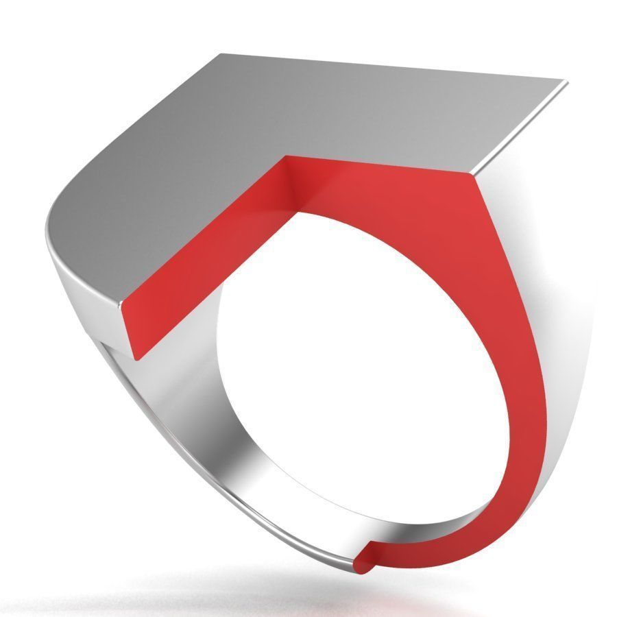 Signet rings set HERALDIC SHIELD top 3D print model_7