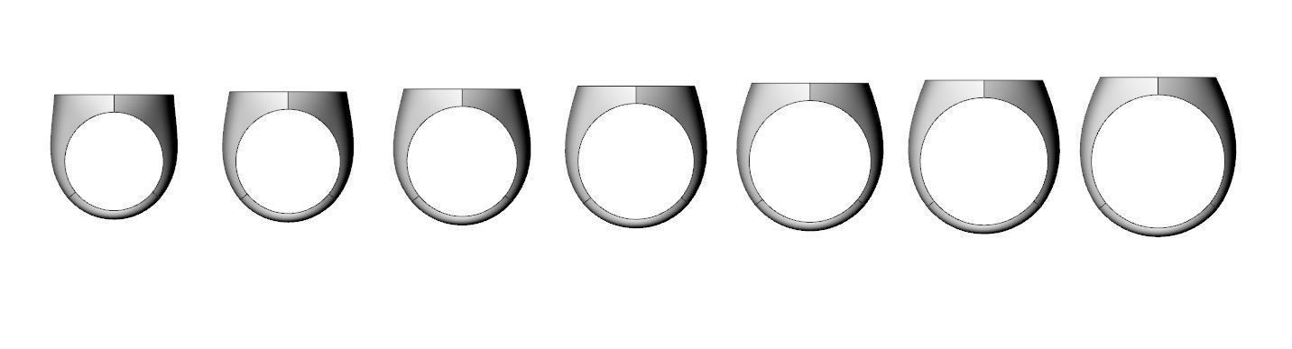 Signet rings set HERALDIC SHIELD top 3D print model_15