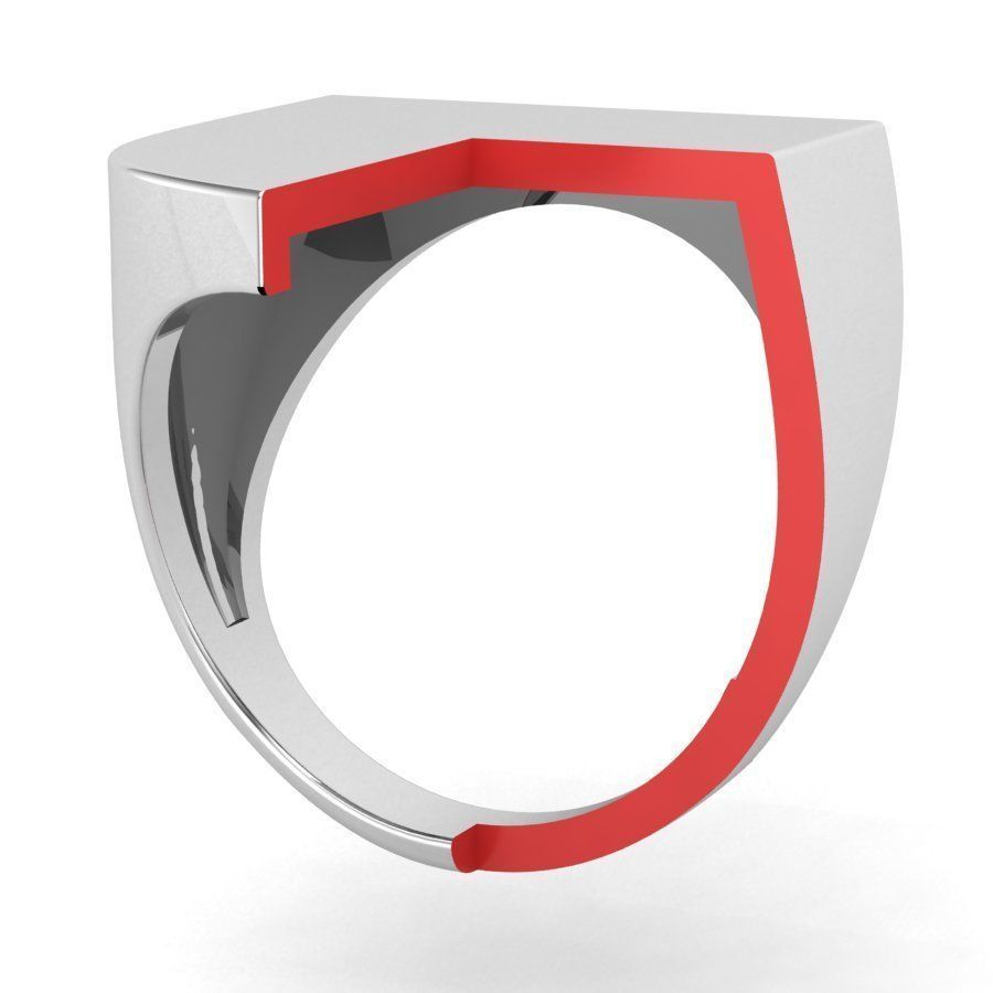 Signet rings set HERALDIC SHIELD top 3D print model_8