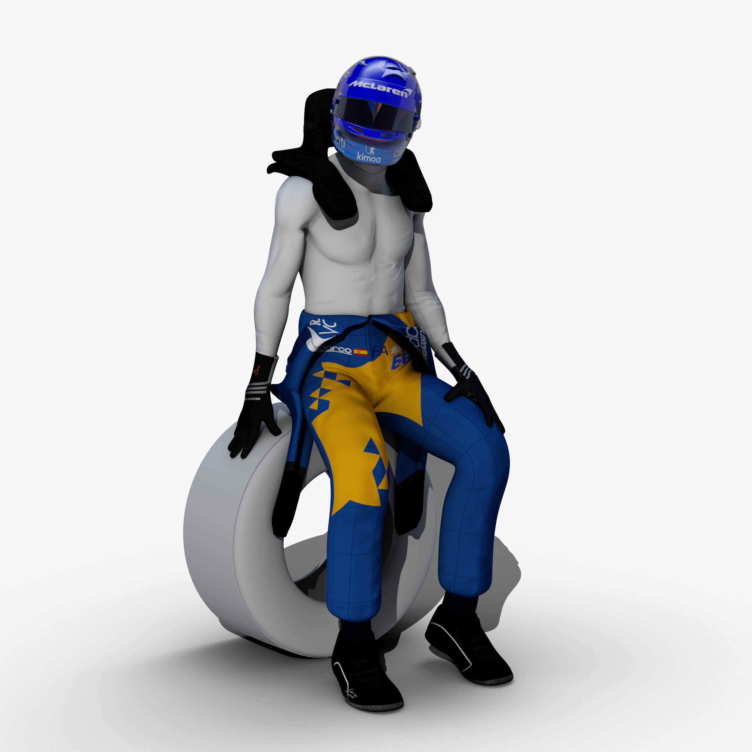 Fernando Alonso Indy 2019 Low-poly 3D model_1