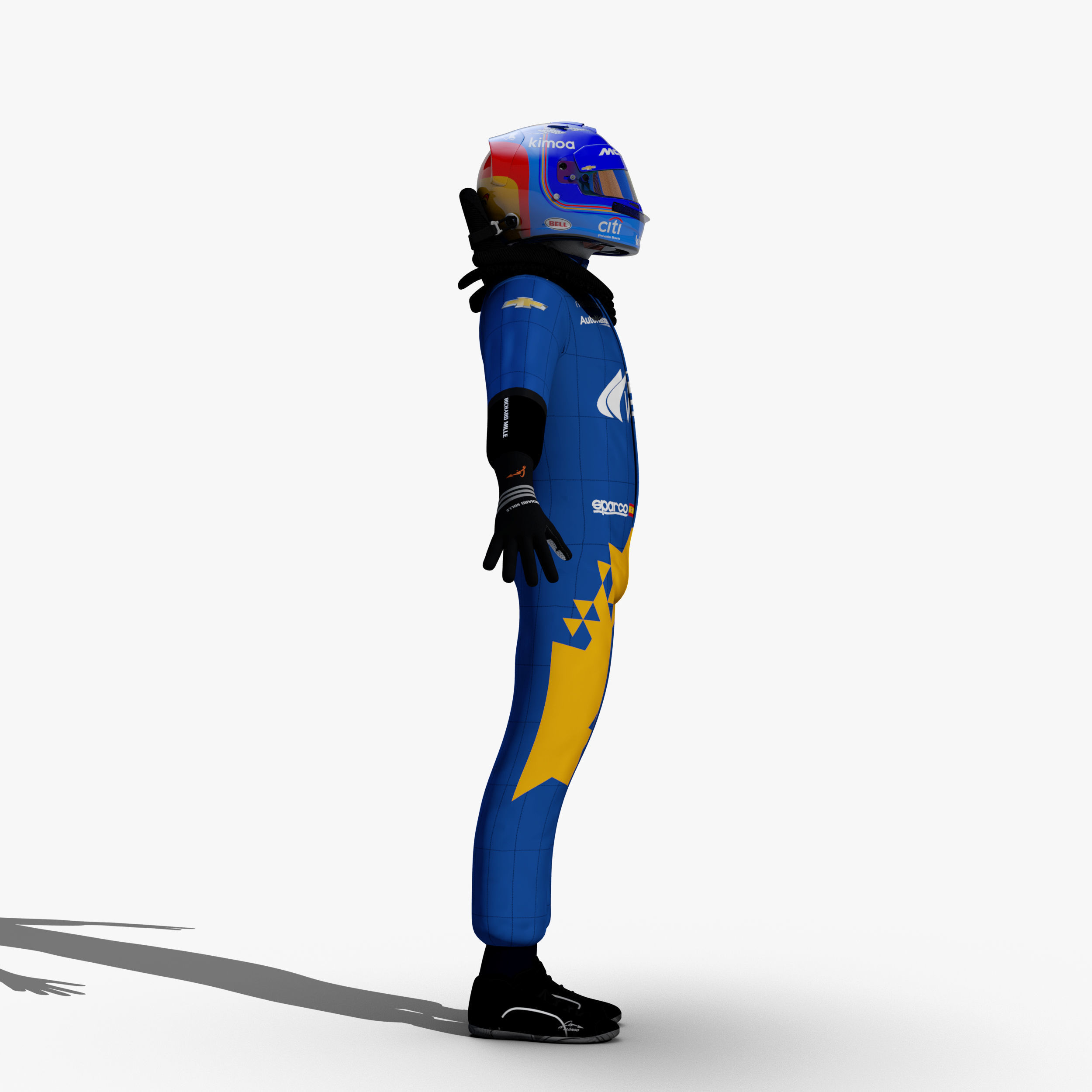 Fernando Alonso Indy 2019 Low-poly 3D model_7