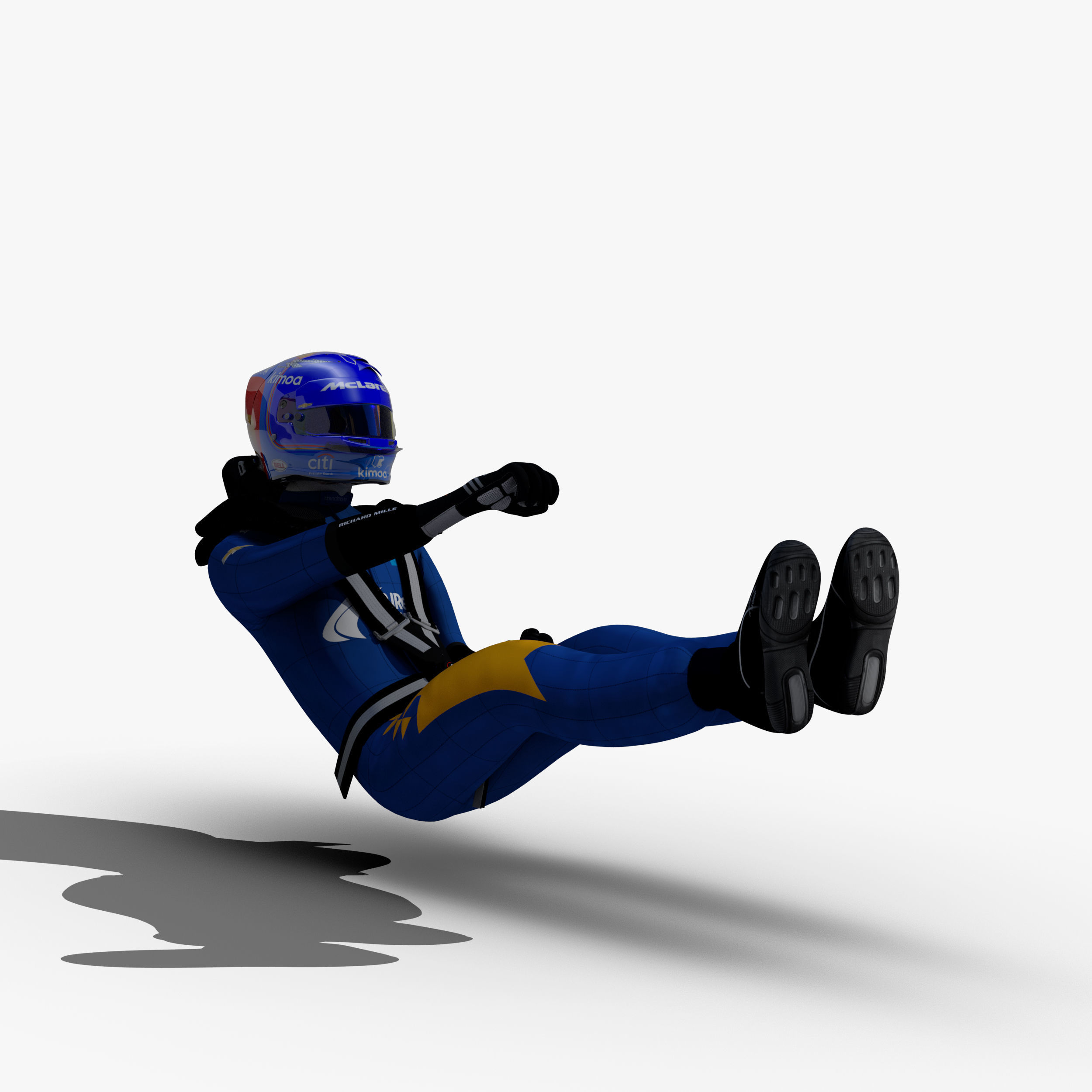 Fernando Alonso Indy 2019 Low-poly 3D model_4