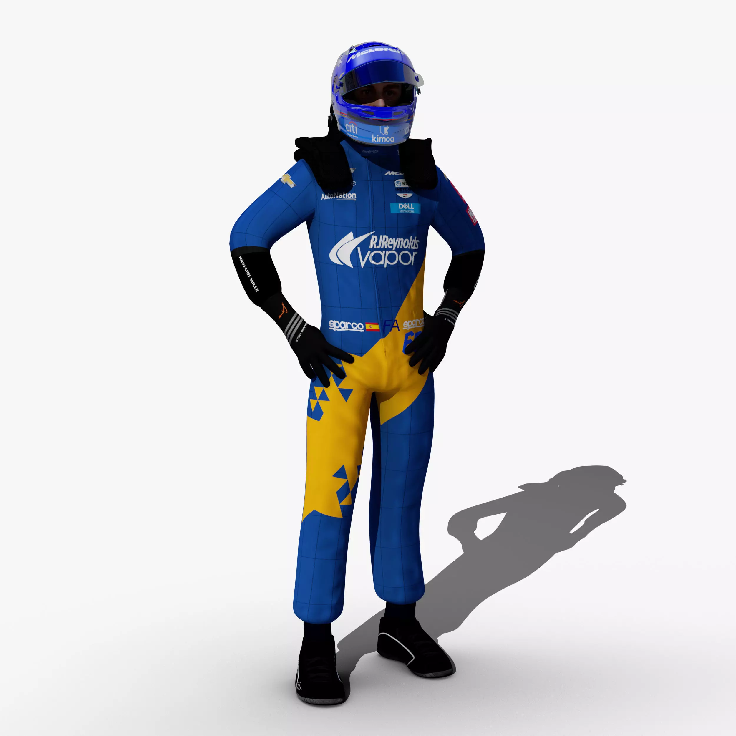 Fernando Alonso Indy 2019 Low-poly 3D model_0